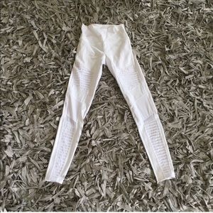 Alo Yoga White Moto Leggings